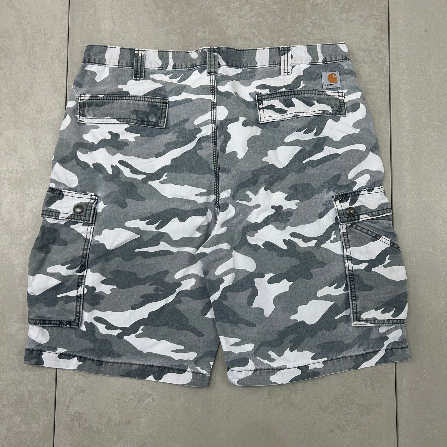 Vintage Carhartt Workwear Camo Baggy Carpenter Grey Shorts - 40
