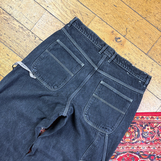 Vintage Black Embroidered Y2K Hip Hop Baggy Jeans - 40