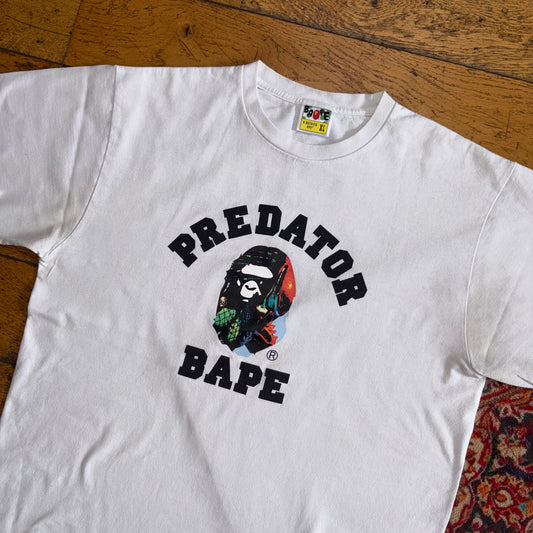 Vintage BAPE Bathing Ape Predator White Graphic T-Shirt - M
