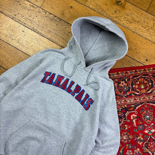 Vintage Champion USA College Grey Embroidered Hoodie Sweatshirt - S