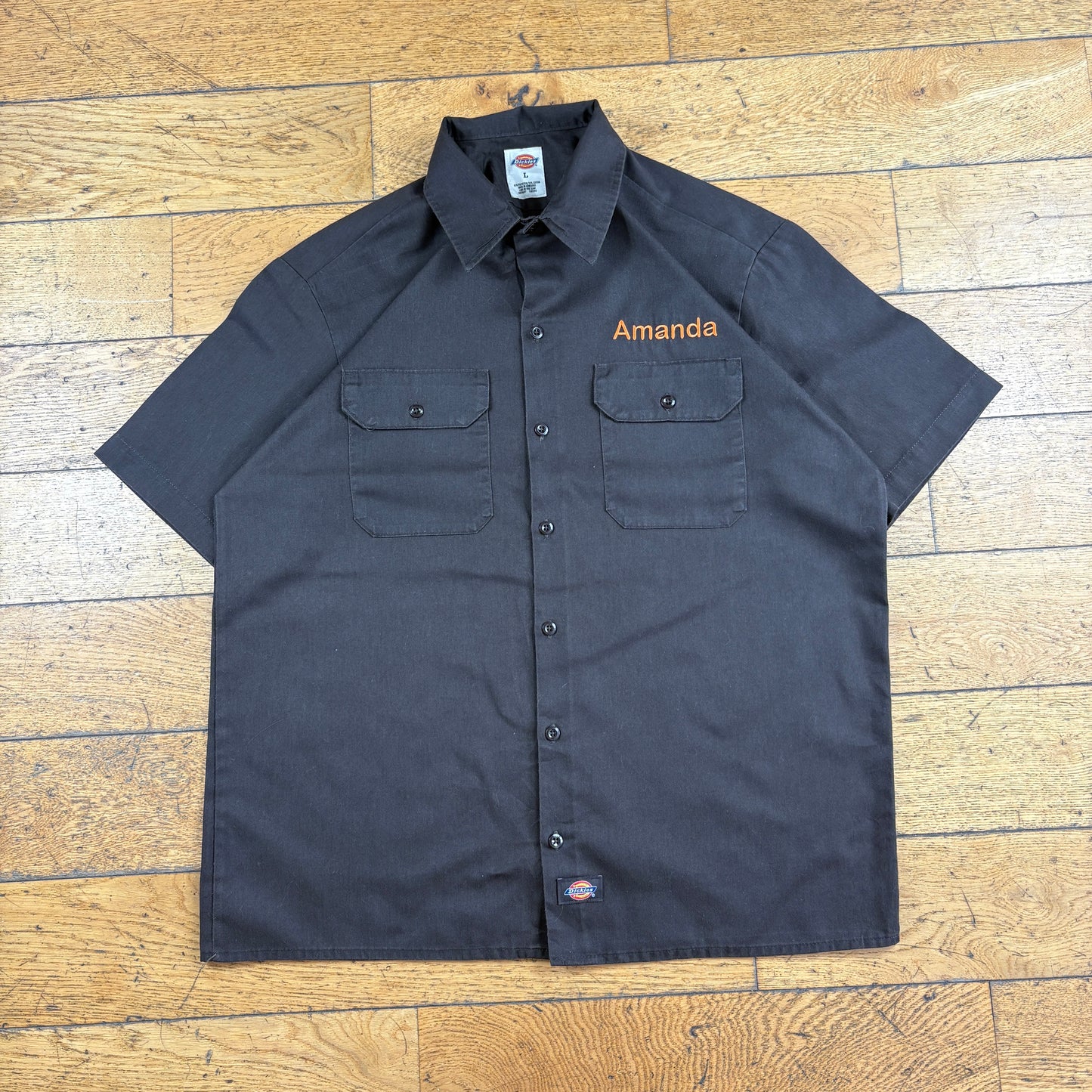 Vintage Dickies Brown Workwear Embroidered Shirt - L