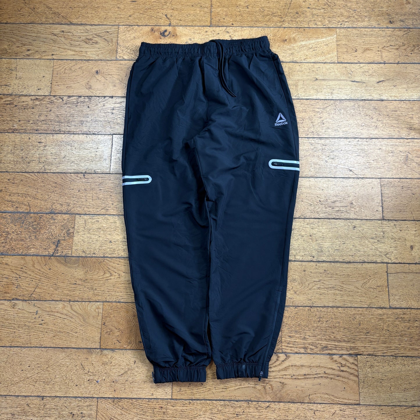 Vintage Reebok Black Tracksuit Sweatpants Track Pants Bottoms - L