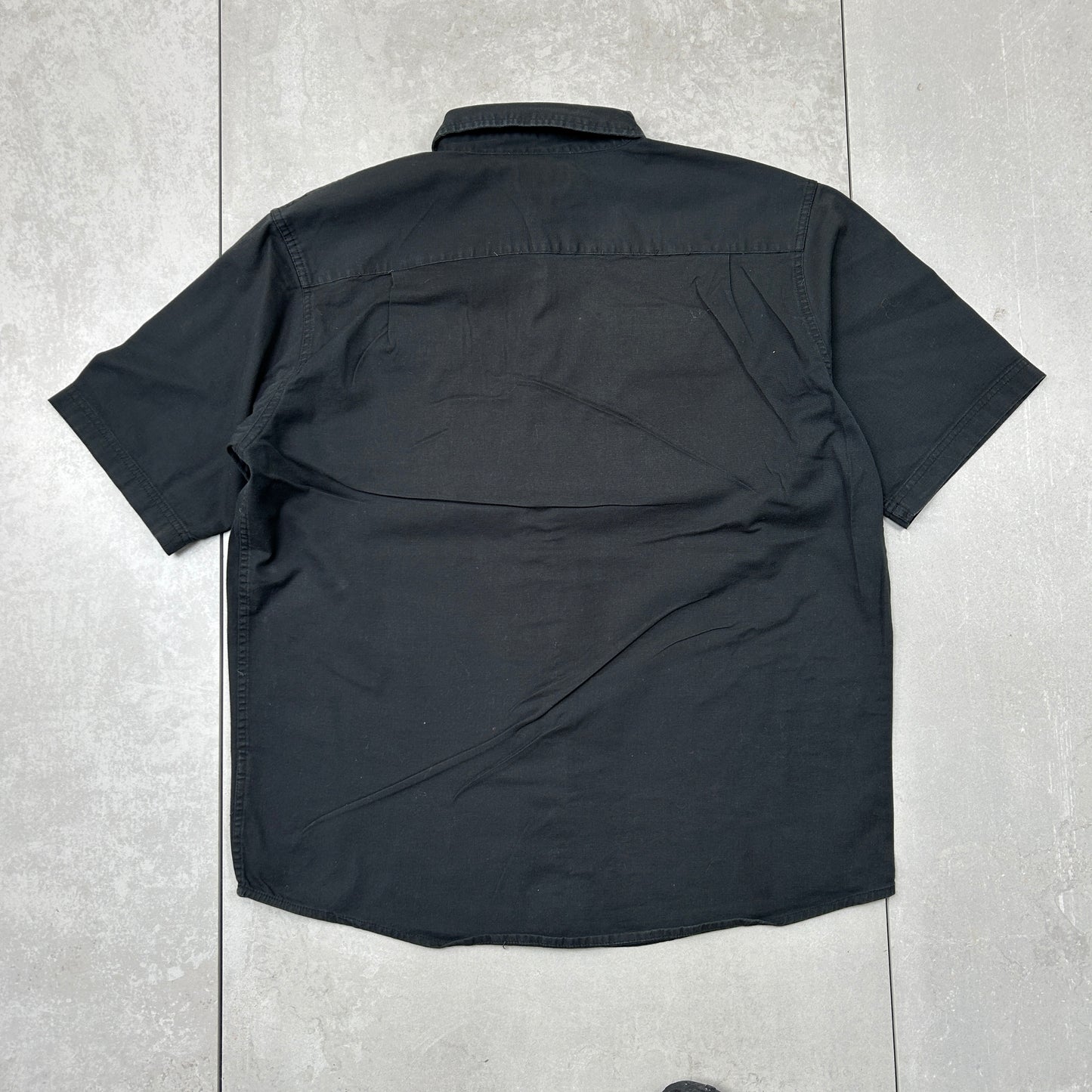 Vintage Wrangler Black Workwear Short Sleeve Cropped Shirt - L
