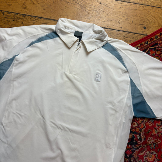 Vintage Y2K Nike Court White Double Layer Polo Shirt - M