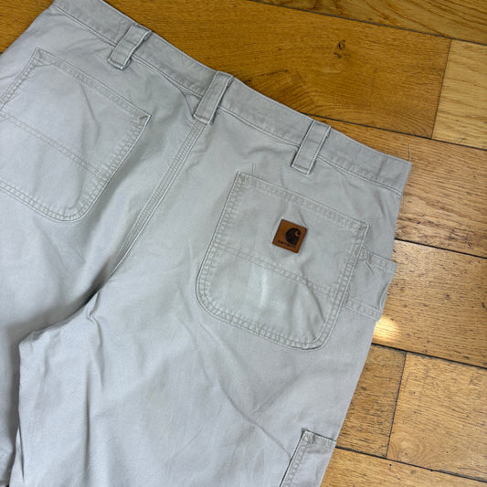 Vintage Carhartt Cream Workwear Baggy Carpenter Shorts - 38