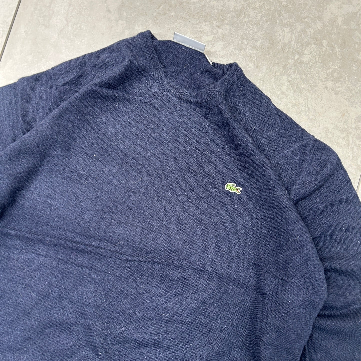 Vintage Lacoste Navy Embroidered Knit Jumper - XL