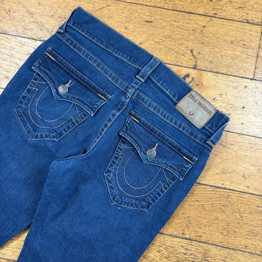 Vintage True Religion Embroidered Y2K Blue Shorts Jorts - 33