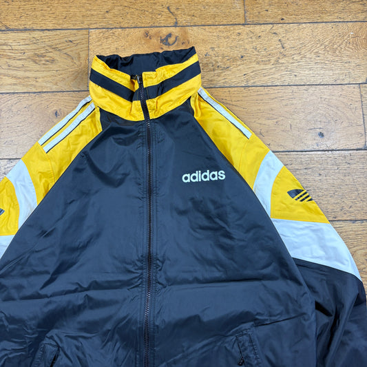 Vintage Adidas Black Yellow Tracksuit Track Shell Windbreaker Jacket - M