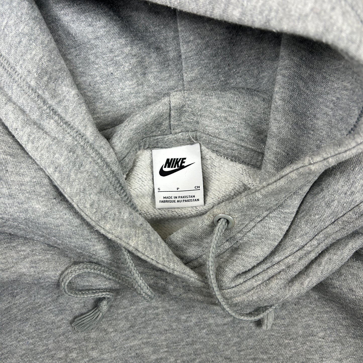 Vintage 00s Nike Centre Swoosh Boxy Embroidered Grey Hoodie Sweatshirt - S