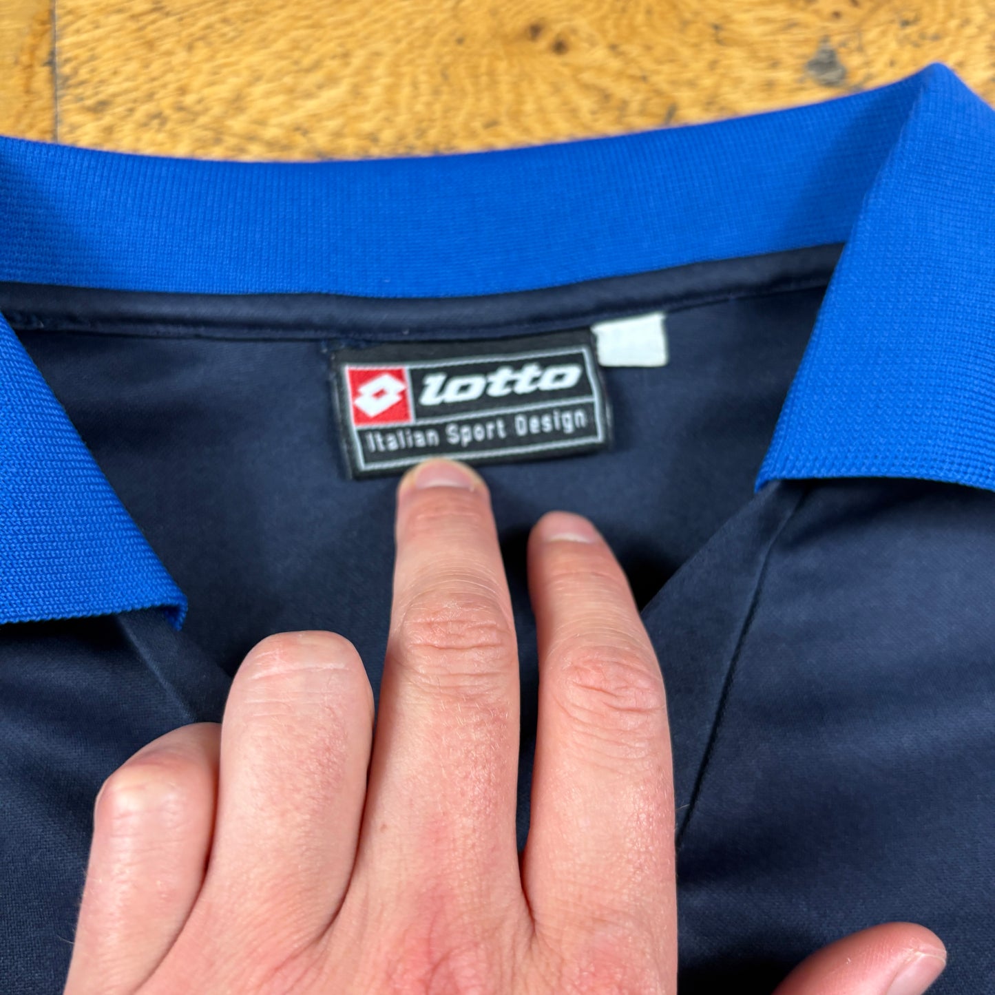 Vintage Lotto Navy Football Polo T-Shirt - L