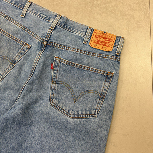 Vintage Levis 550 Baggy Blue Denim Shorts - 38