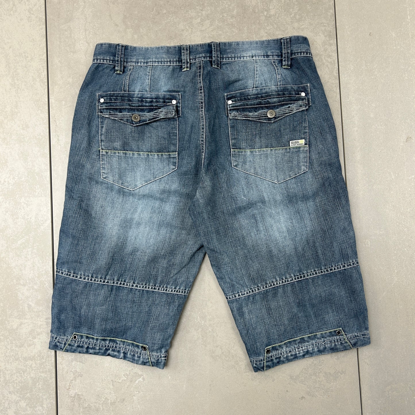 Vintage Embroidered Hip Hop Baggy Blue Shorts Jorts - 36