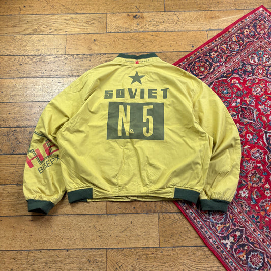 Vintage Soviet Lightweight Yellow Bomber Jacket - XL