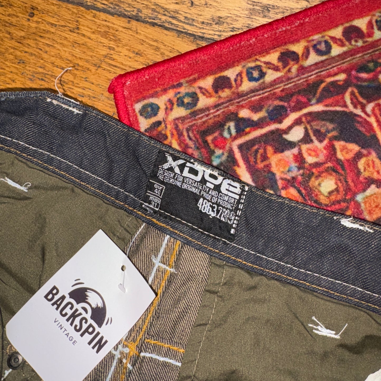 Vintage Embroidered Hip Hop Cargo Navy Baggy Shorts Jorts - 32