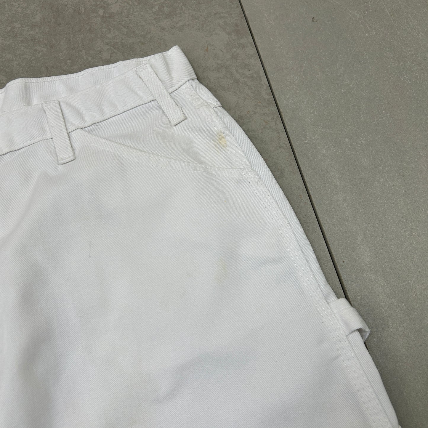Vintage Dickies Workwear Carpenter Baggy White Shorts - 34