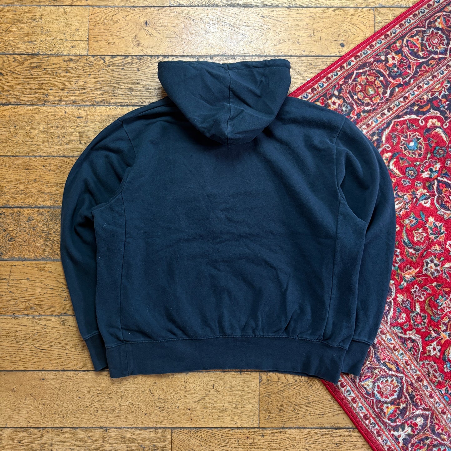Vintage Nike Black Centre Swoosh Hoodie Embroidered Sweatshirt - L