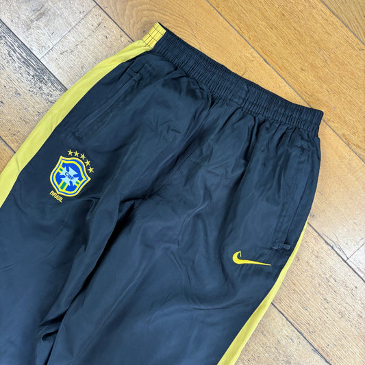 Vintage Nike Brazil Black Baggy Tracksuit Sweatpants Track Pants Bottoms - Size6