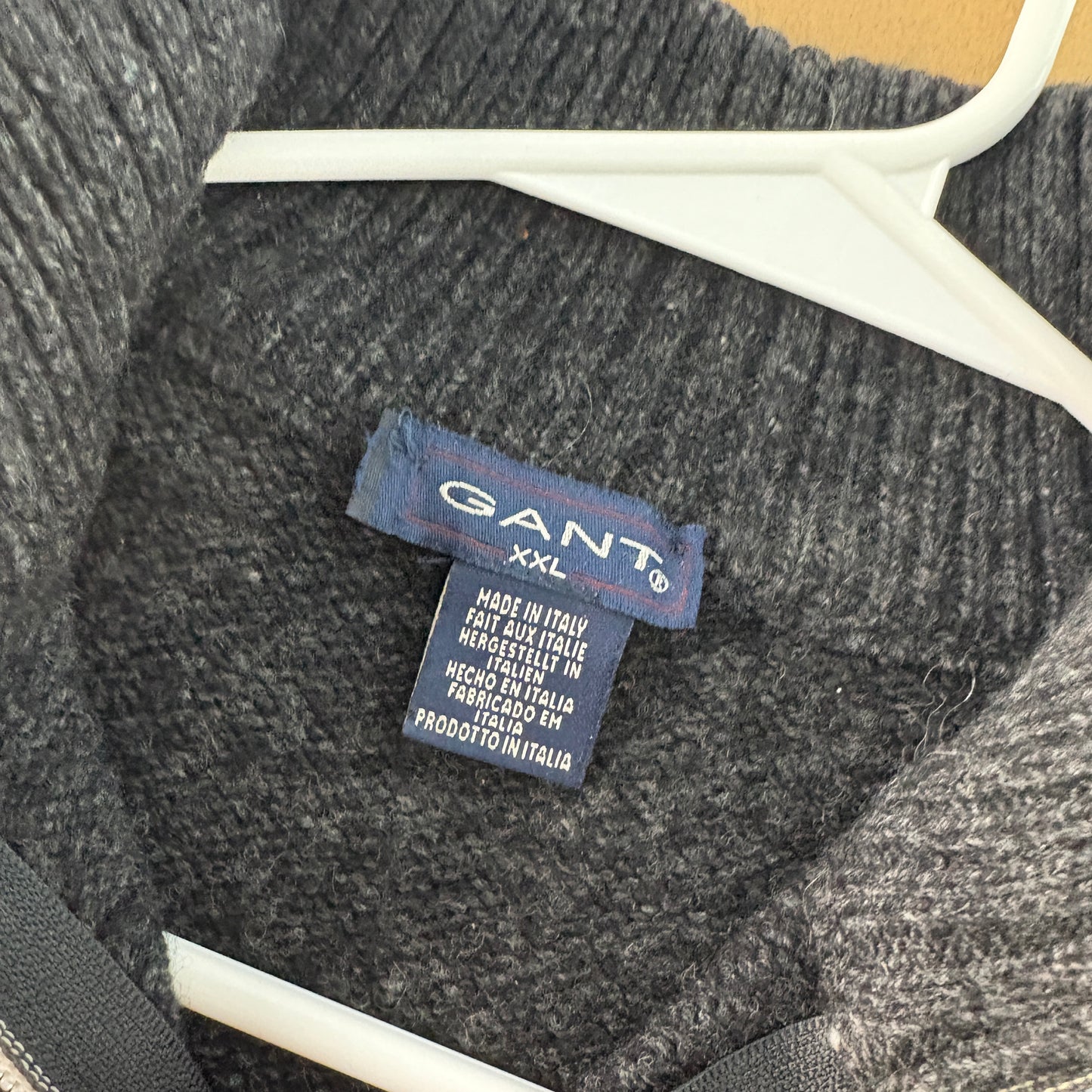 Vintage Gant Black Grey Pattern Quarter Zip Chunky Knit Jumper - M