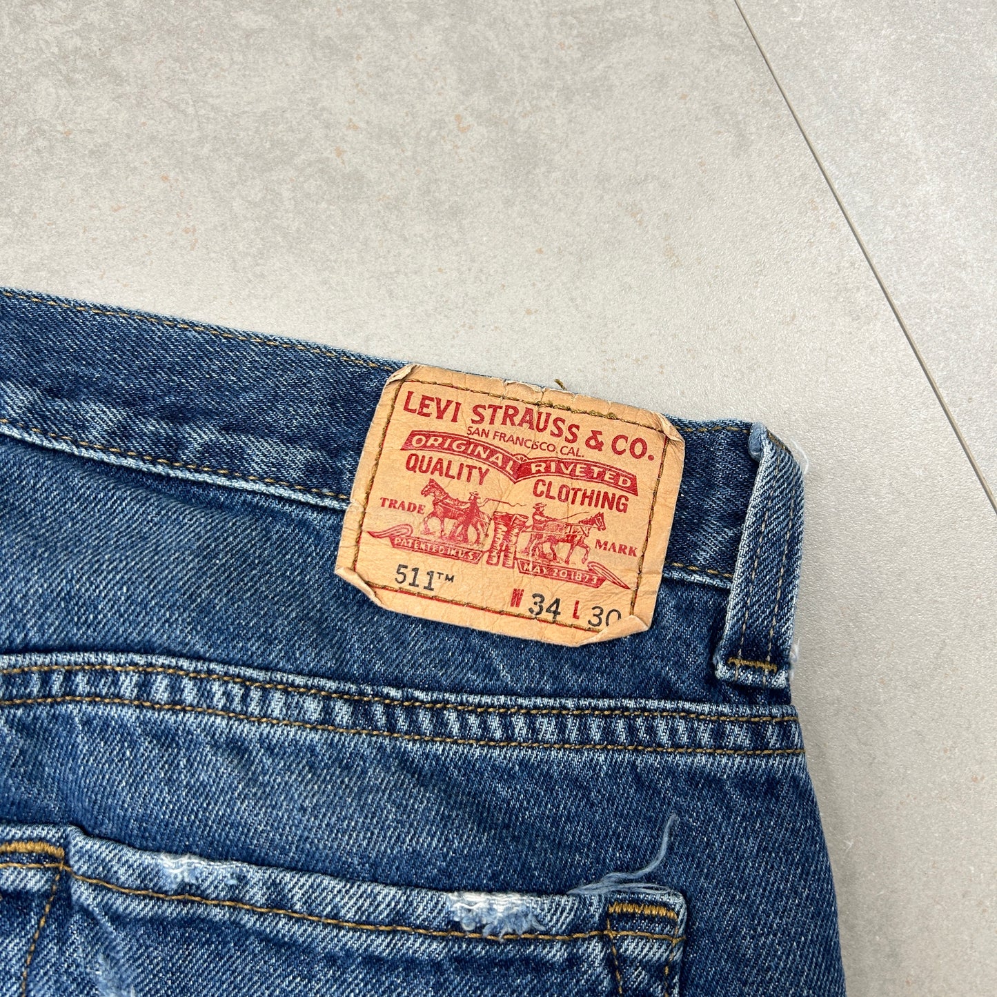 Vintage Levis 511 Slim Blue Denim Shorts - 34