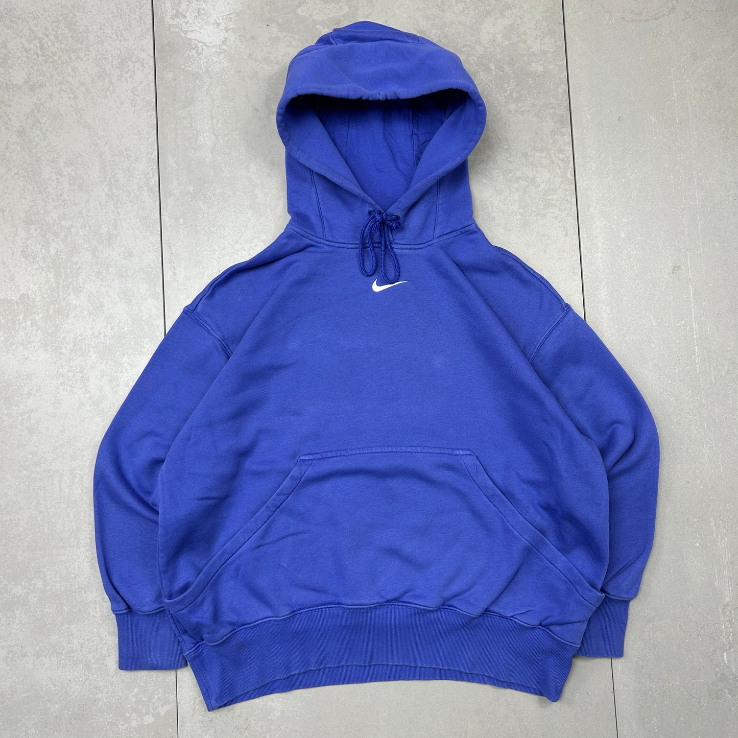 Vintage Nike Blue Centre Swoosh Embroidered Hoodie Sweatshirt - L