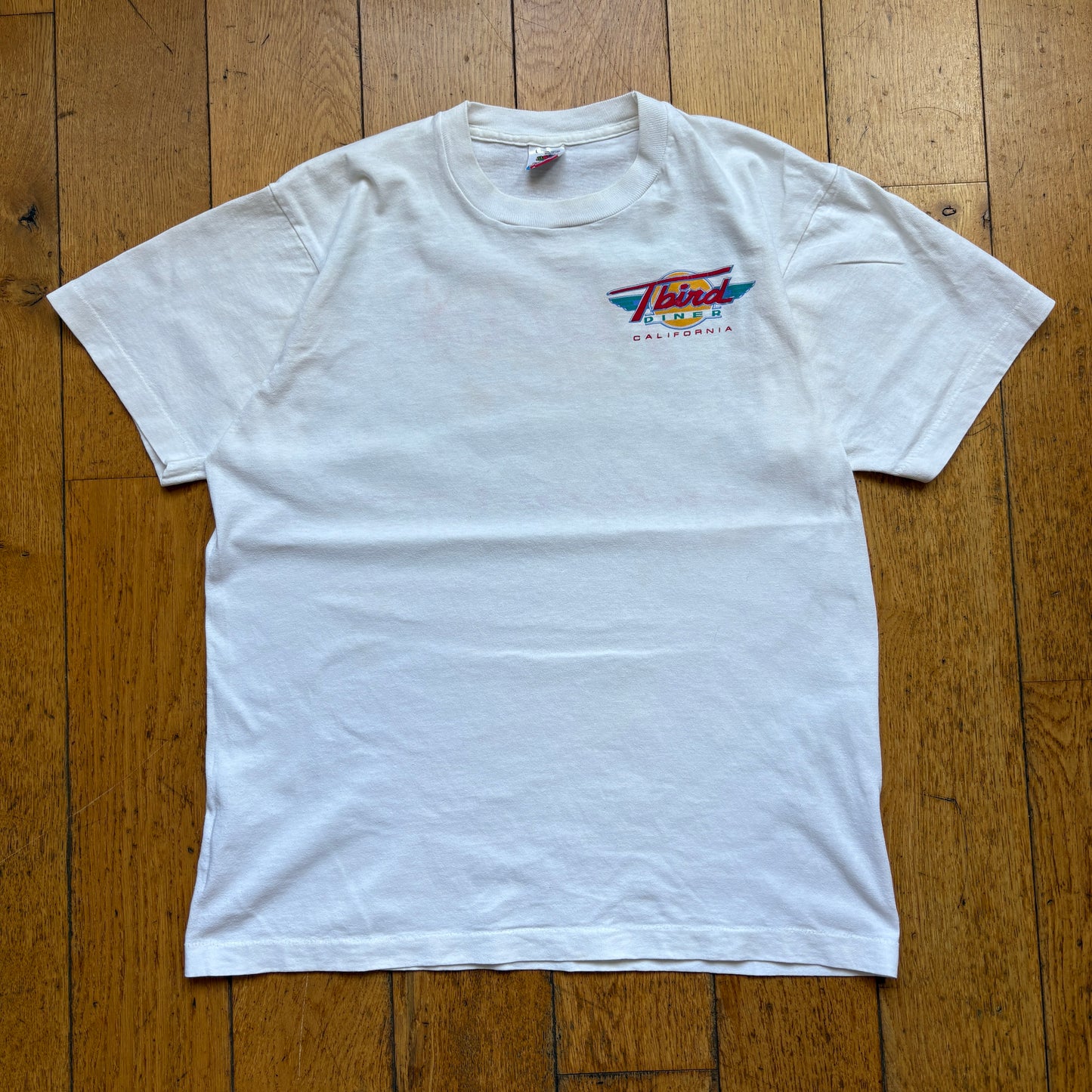 Vintage 1989 T Bird Car Single Stitch White Graphic T-Shirt - S
