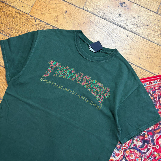 Vintage Thrasher Green Skate Graphic T-Shirt - S