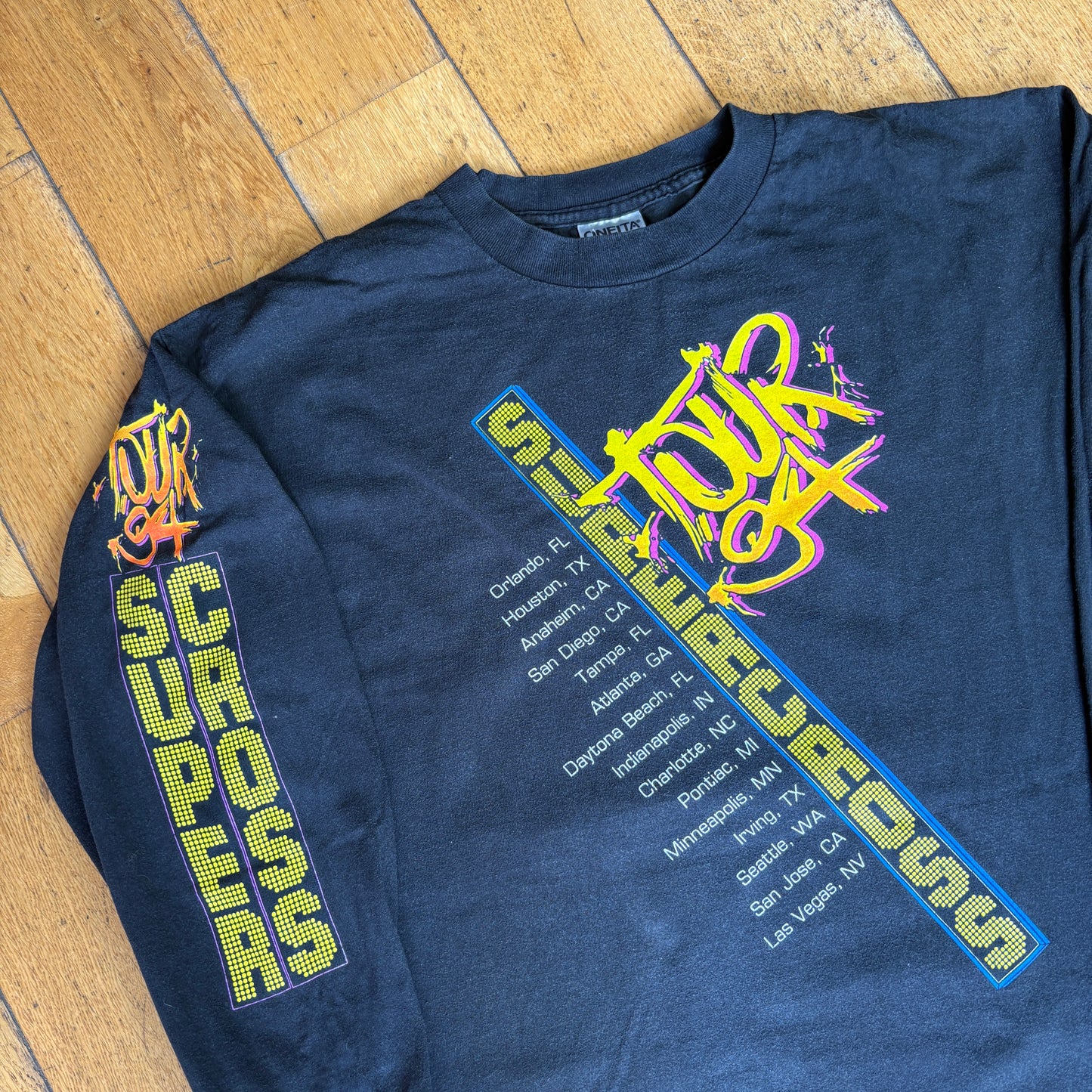 Vintage 1994 Supercross Tour Motorbike Black Single Stitch Graphic T-Shirt - XL