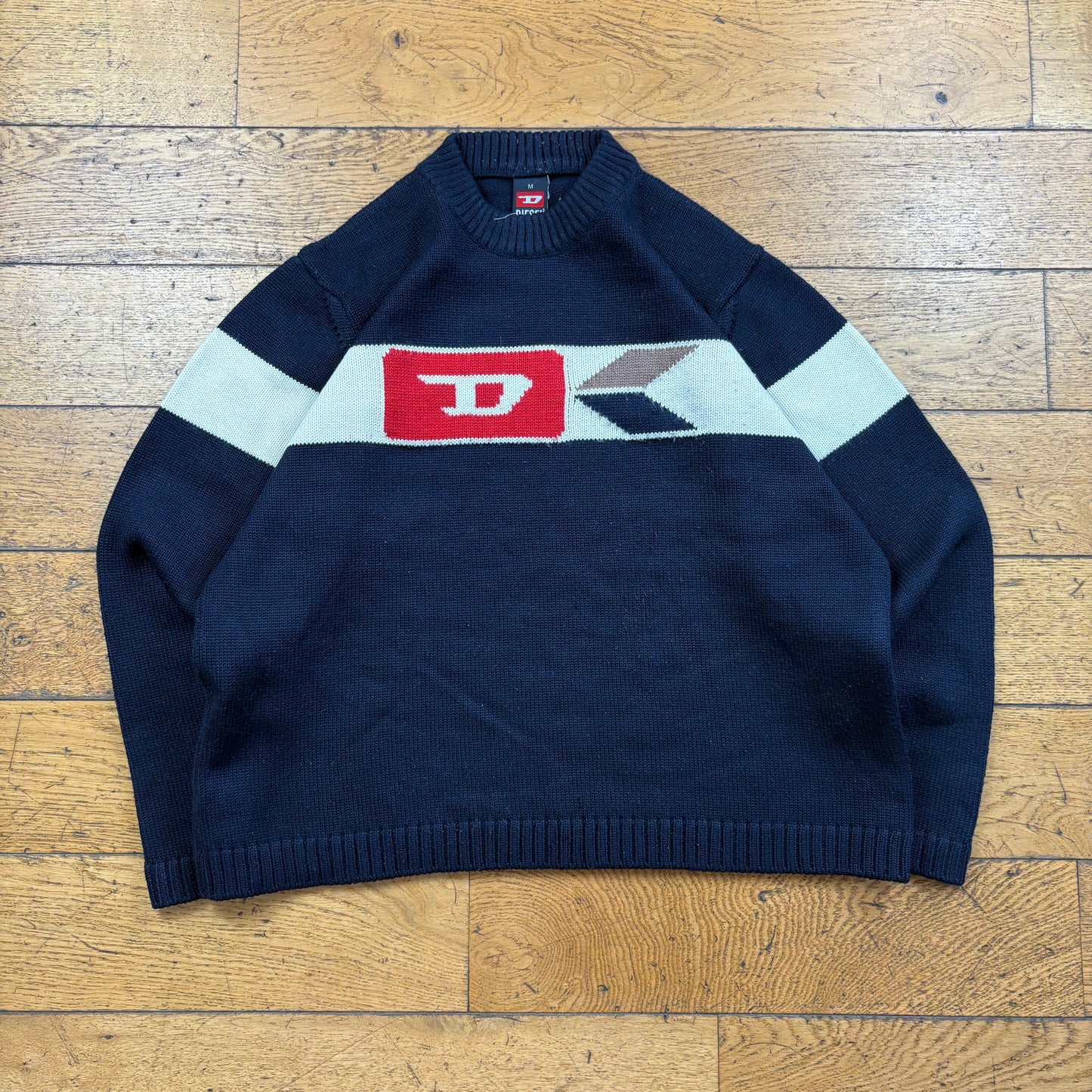 Vintage Diesel Navy Knit Jumper Sweatshirt - M