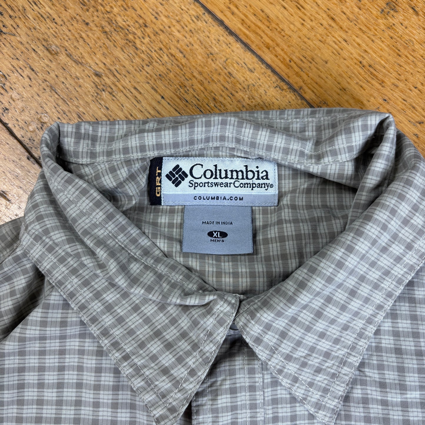 Vintage Columbia Green Check Short Sleeve Shirt - XL