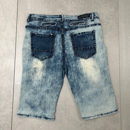 Vintage Hip Hop Acid Wash Blue Shorts Jorts - 33