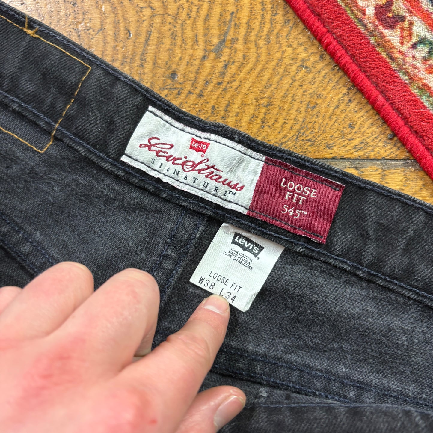 Vintage Levis 545 Baggy Tapered Black Denim Jeans - 38