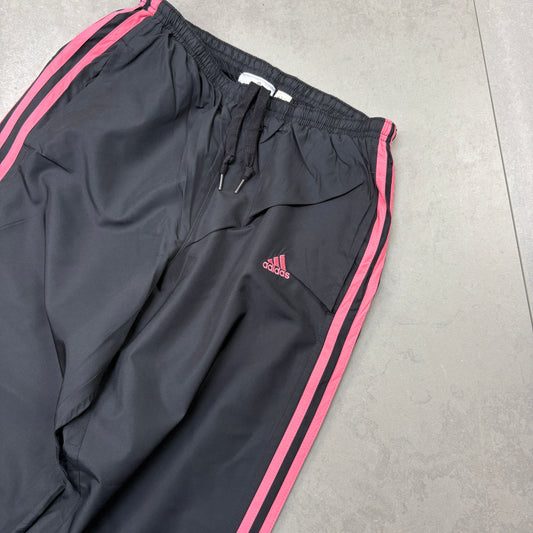Vintage Adidas Black Pink Baggy Tracksuit Track Pants Bottoms - Size 8