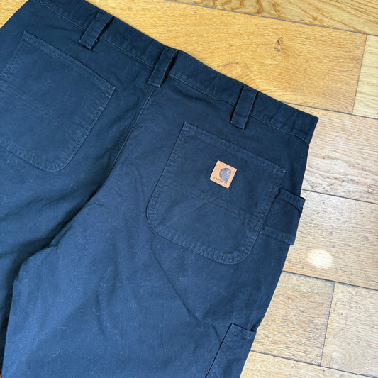 Vintage Carhartt Black Workwear Baggy Carpenter Shorts - 38