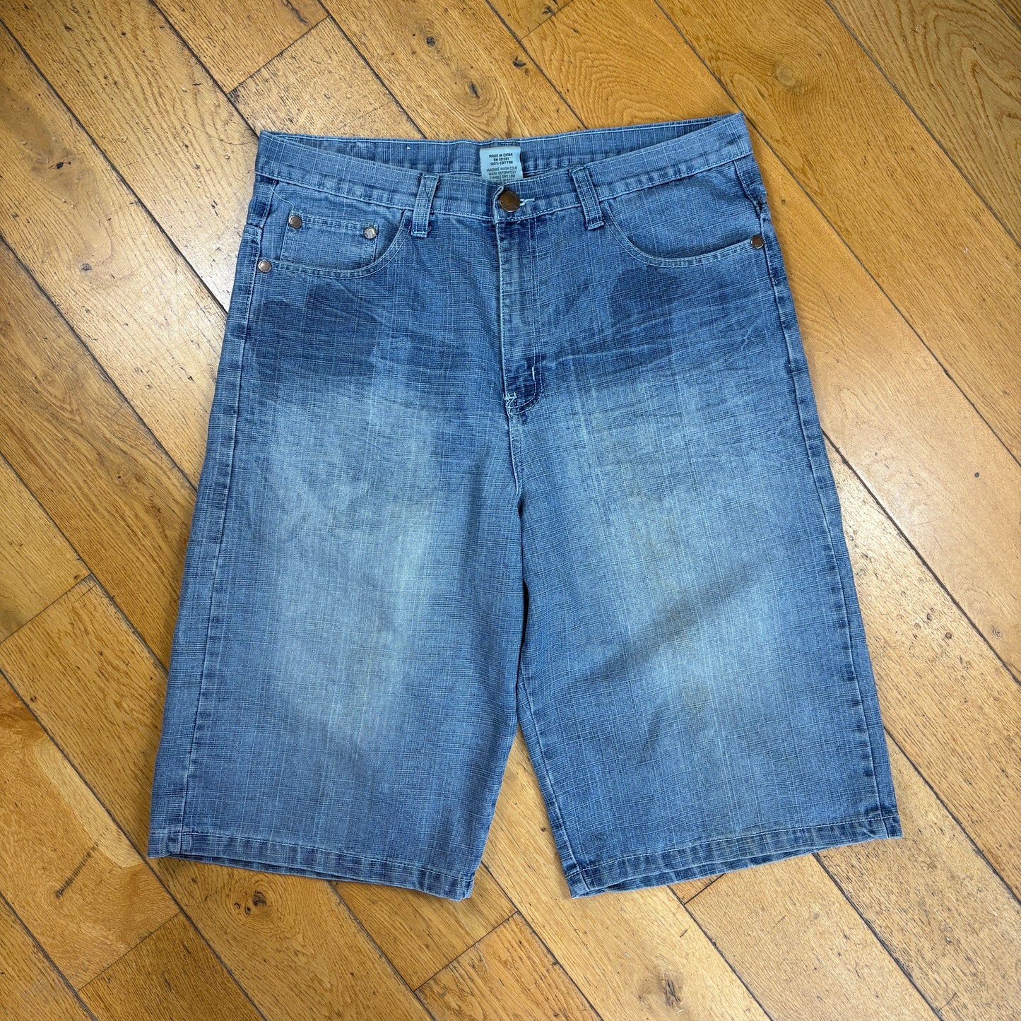 Vintage Embroidered Hip Hop Baggy Blue Shorts Jorts - 36