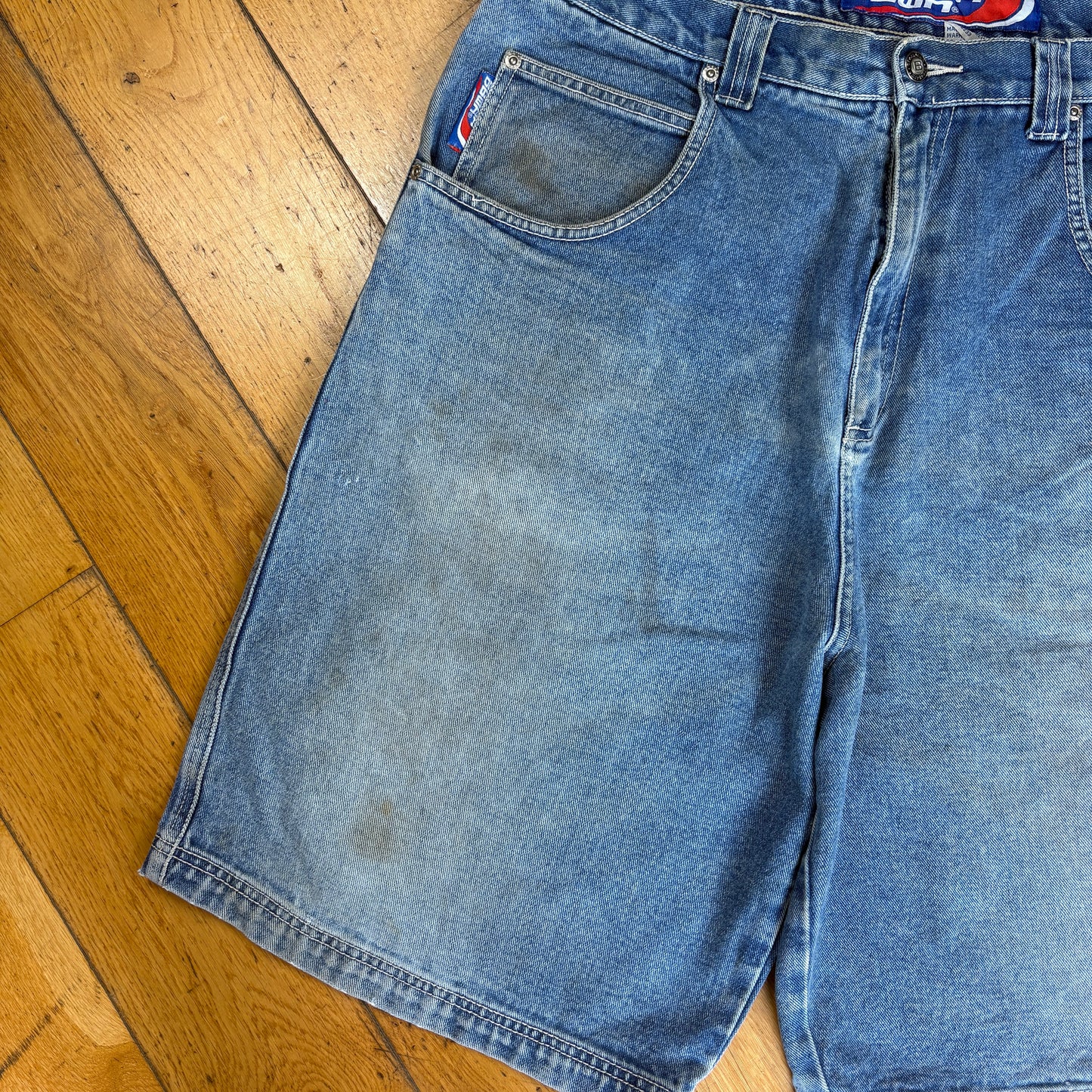 Vintage Break Down Hip Hop Blue Baggy Shorts Jorts - 38