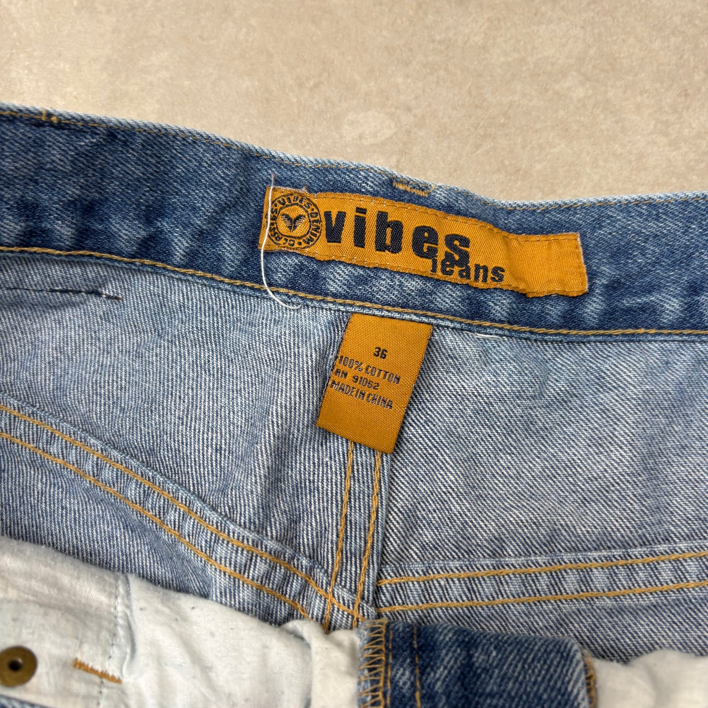 Vintage Vibes Embroidered Hip Hop Baggy Blue Shorts Jorts - 36
