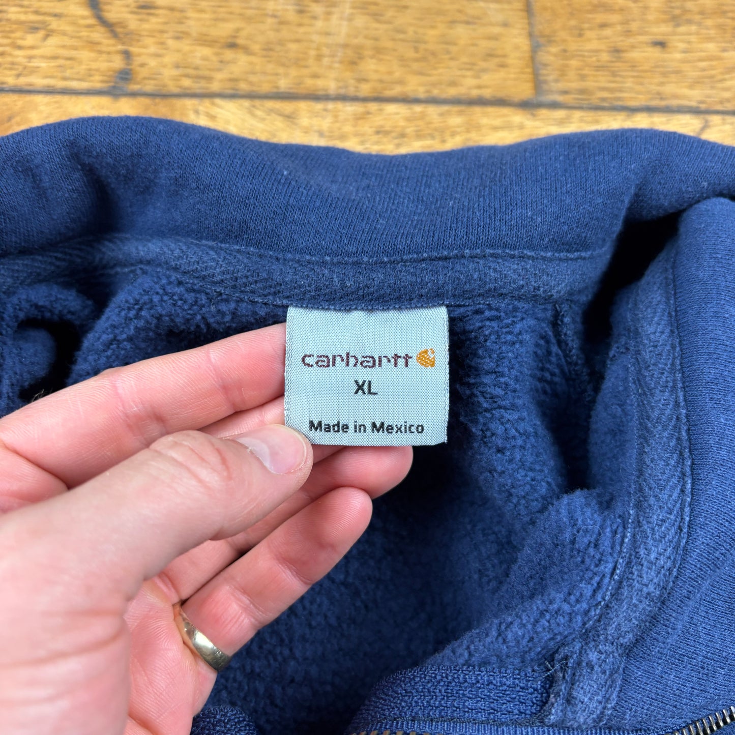 Vintage Carhartt Navy Zip Sweatshirt - L