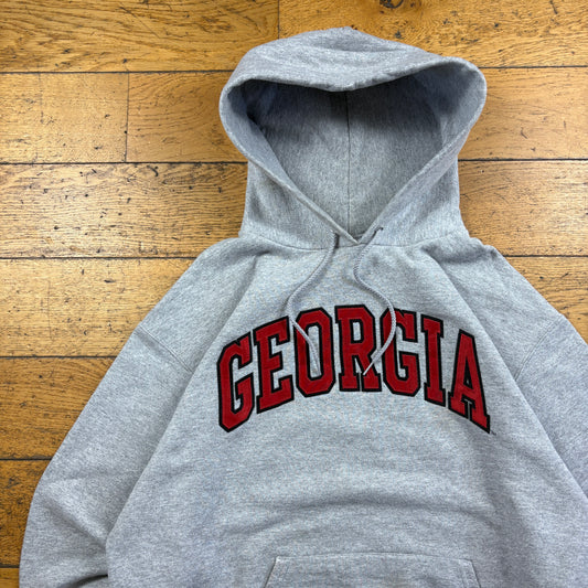 Vintage Champion College Grey Embroidered Hoodie Sweatshirt - L