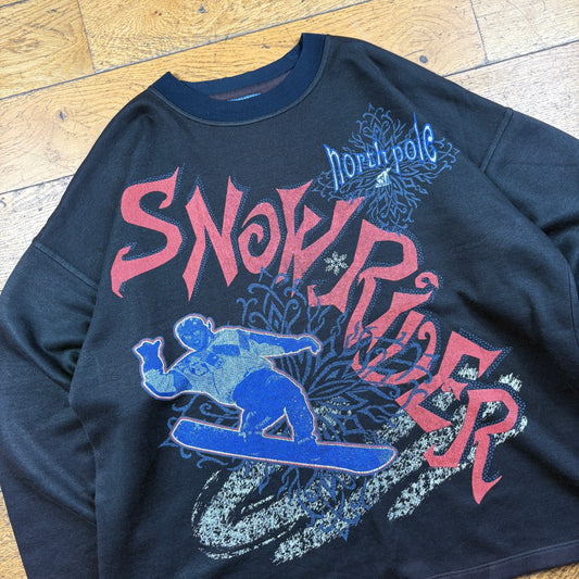Vintage North Pole Snowboard Black Sweatshirt - XL
