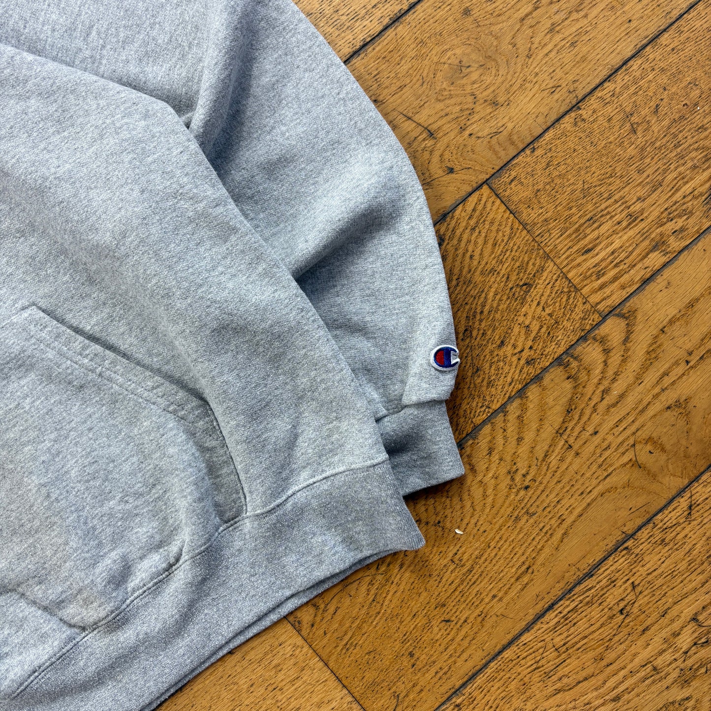 Vintage Champion College Grey Embroidered Hoodie Sweatshirt - L