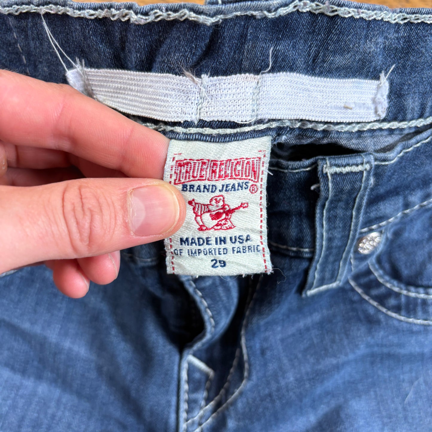 Vintage True Religion Blue Embroidered Y2K Shorts Jorts - 28