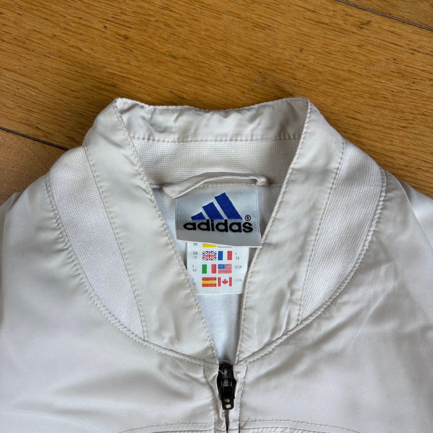 Vintage Adidas Cream Womens Tracksuit Track Shell Windbreaker Jacket - Size 10