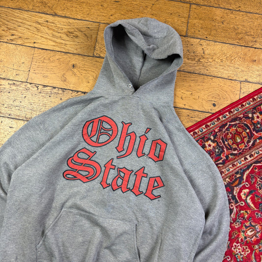 Vintage 90s Lee Ohio State USA College Grey Hoodie Sweatshirt - XL