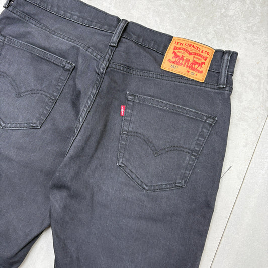 Vintage Levis 511 Black Denim Shorts - 33