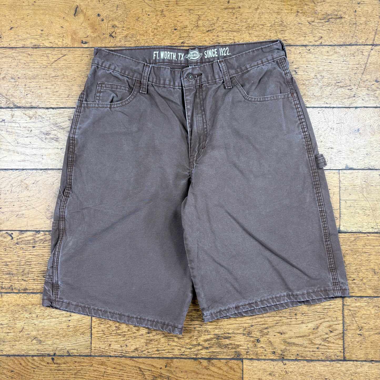 Vintage Dickies Workwear Carpenter Brown Baggy Shorts - 30