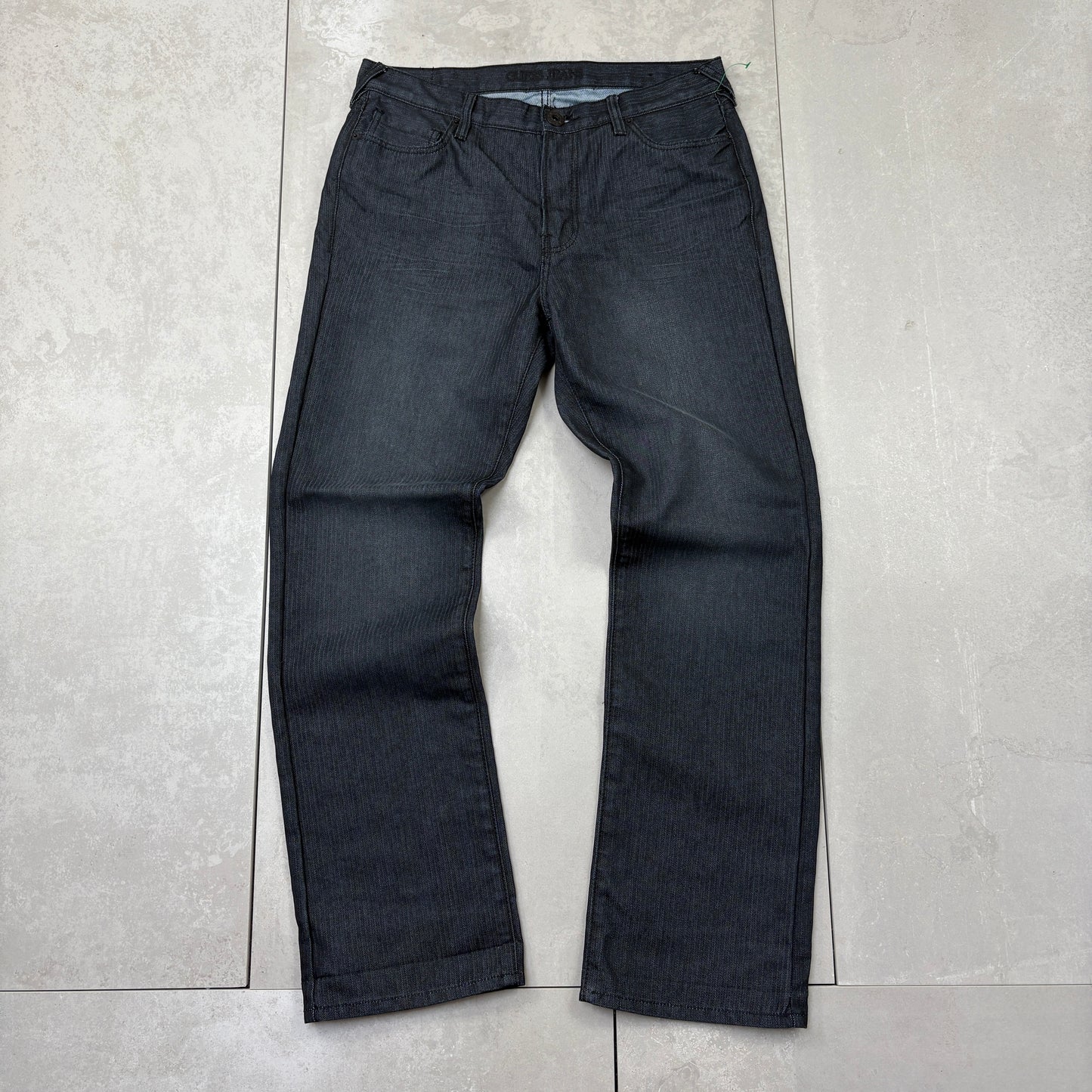 Vintage Guess Embroidered Hip Hop Black Straight Jeans - 34