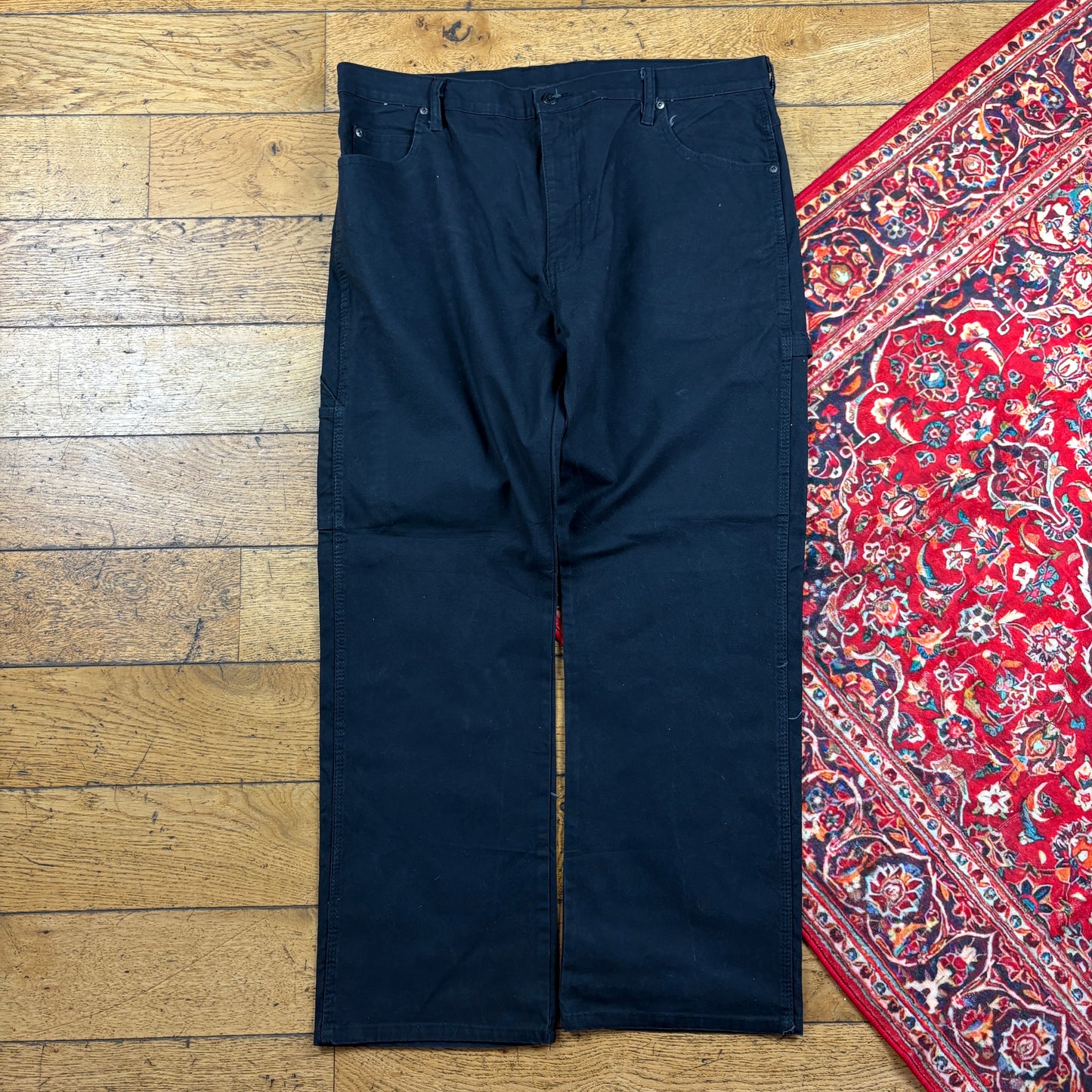Vintage Dickies Workwear Carpenter Baggy Black Trousers - 38