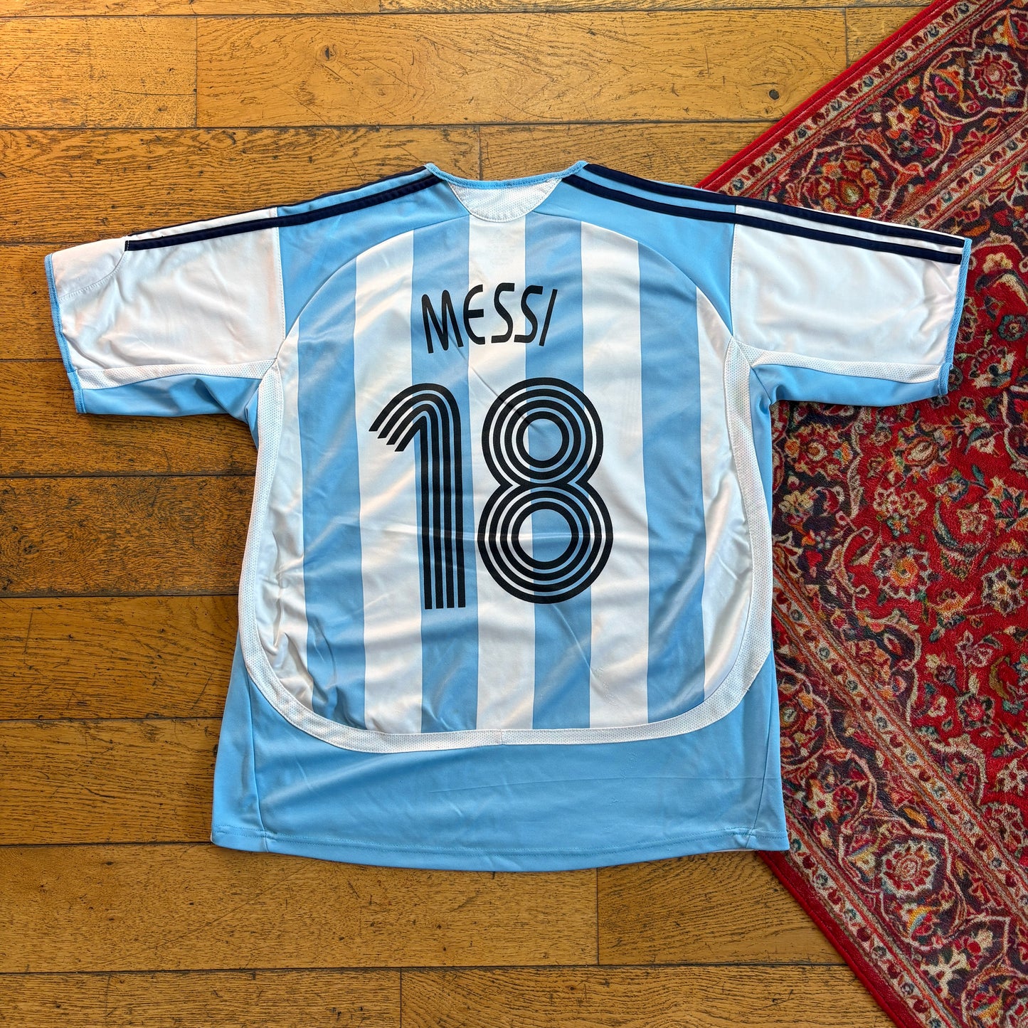 Vintage Adidas Argentina Messi Blue White Football Shirt T-Shirt - M