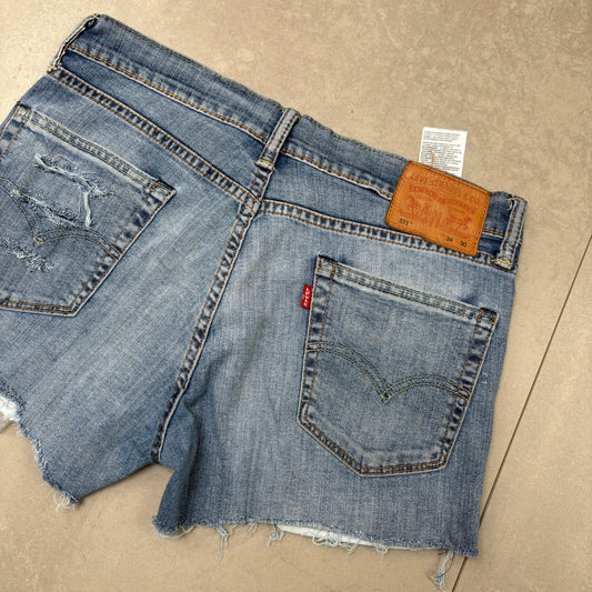 Vintage Levis 511 Blue Denim Shorts - Size 12/14
