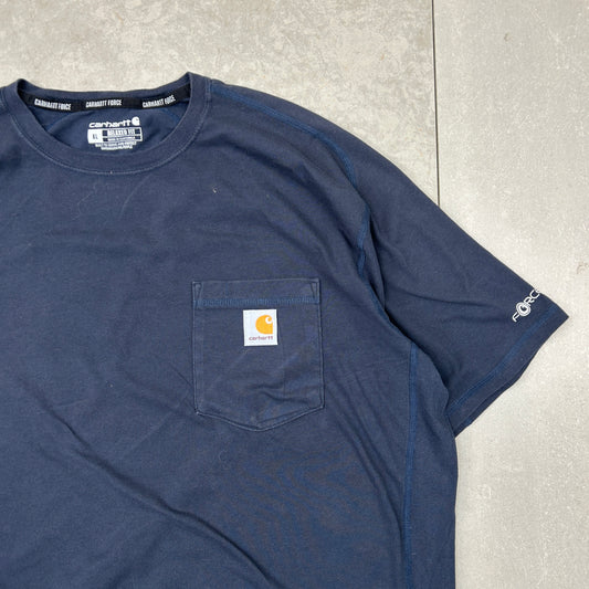 Vintage Carhartt Force Pocket Logo Navy T-Shirt - XL